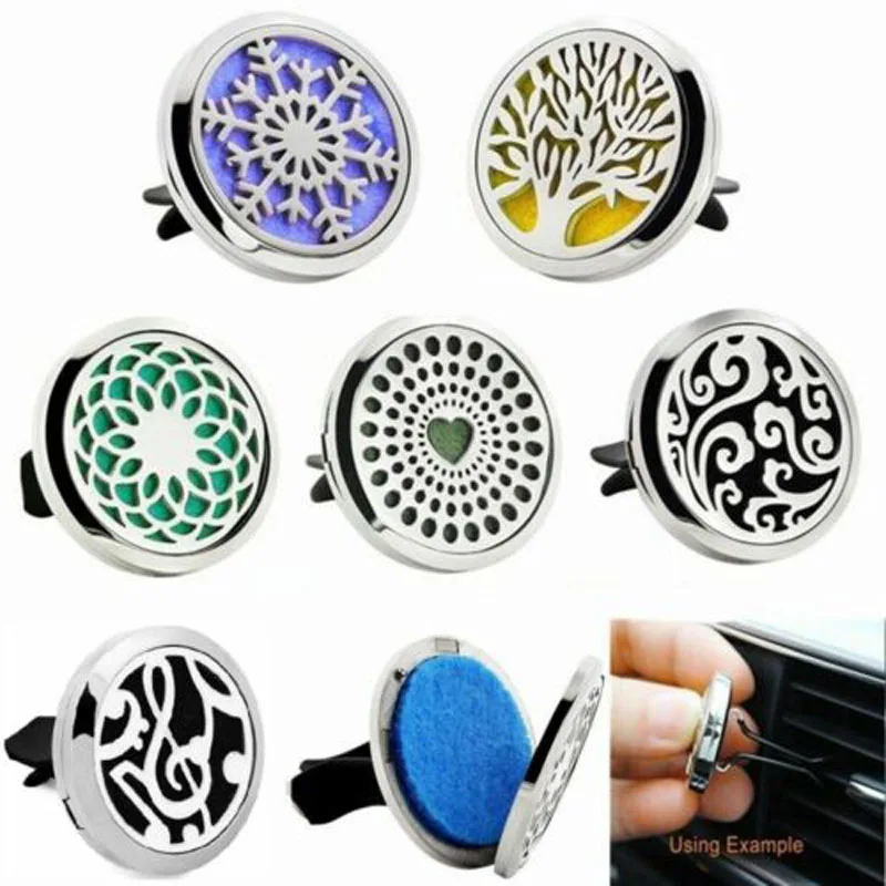 

Car Vent Clip Air Freshener Essential Oil Diffuser 316L Steel Life Tree Free Pad