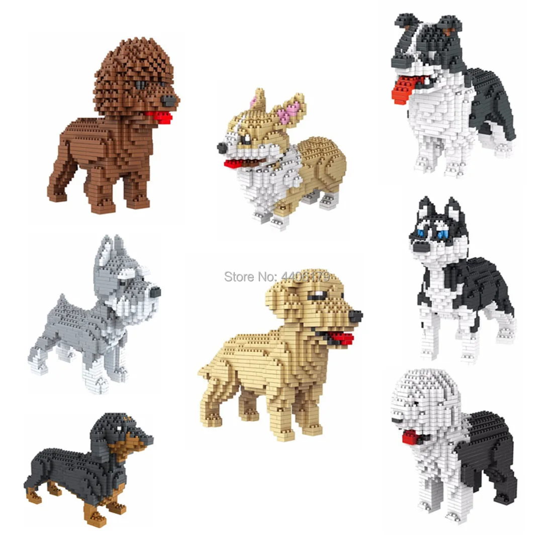 hot LegoINGlys creators Pet dog micro diamond building blocks corgi husky Schnauzer Dachshund Collie nano block bricks toys gift