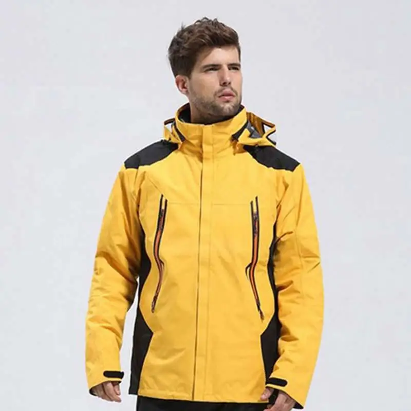 

2 in 1 Winter Men's Climbing Hiking Mountain Jacket anti-down-padding Waterproof Coat Camping Windproof Jackets