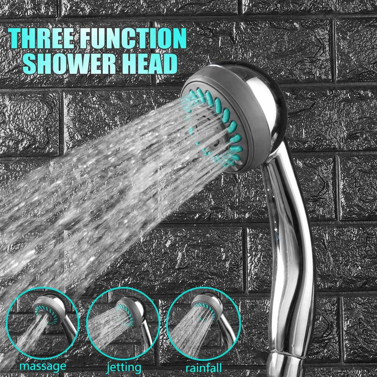 ABS Plastic Bathroom Shower Head Spray Water Saving 3 Modes Rain Shower