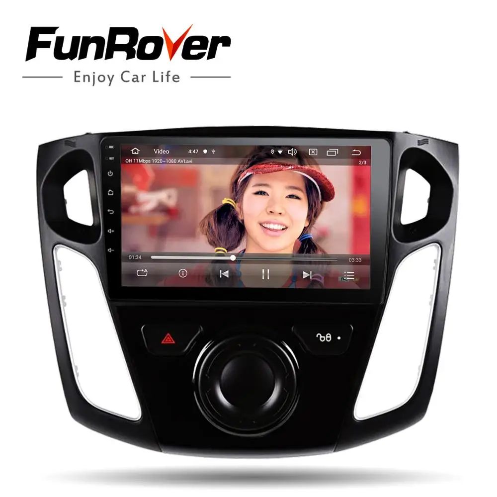 Top FUNROVER android 9.0 2.5D+IPS 2din car radio multimedia player ForFord Focus 2012-2015 car dvd gps navigation navi stereo DSP BT 2