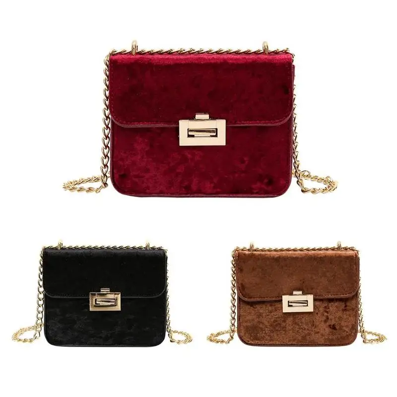

Women Shoulder Bag Clutch Chain Velvet Handbag Croosbody Messenger Bags