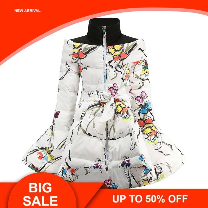 

Girls Winter Coat 2018 Winter Children Clothing Cotton Down Princess Girls Coat Print Mandarin Collar Baby Girl Clothes