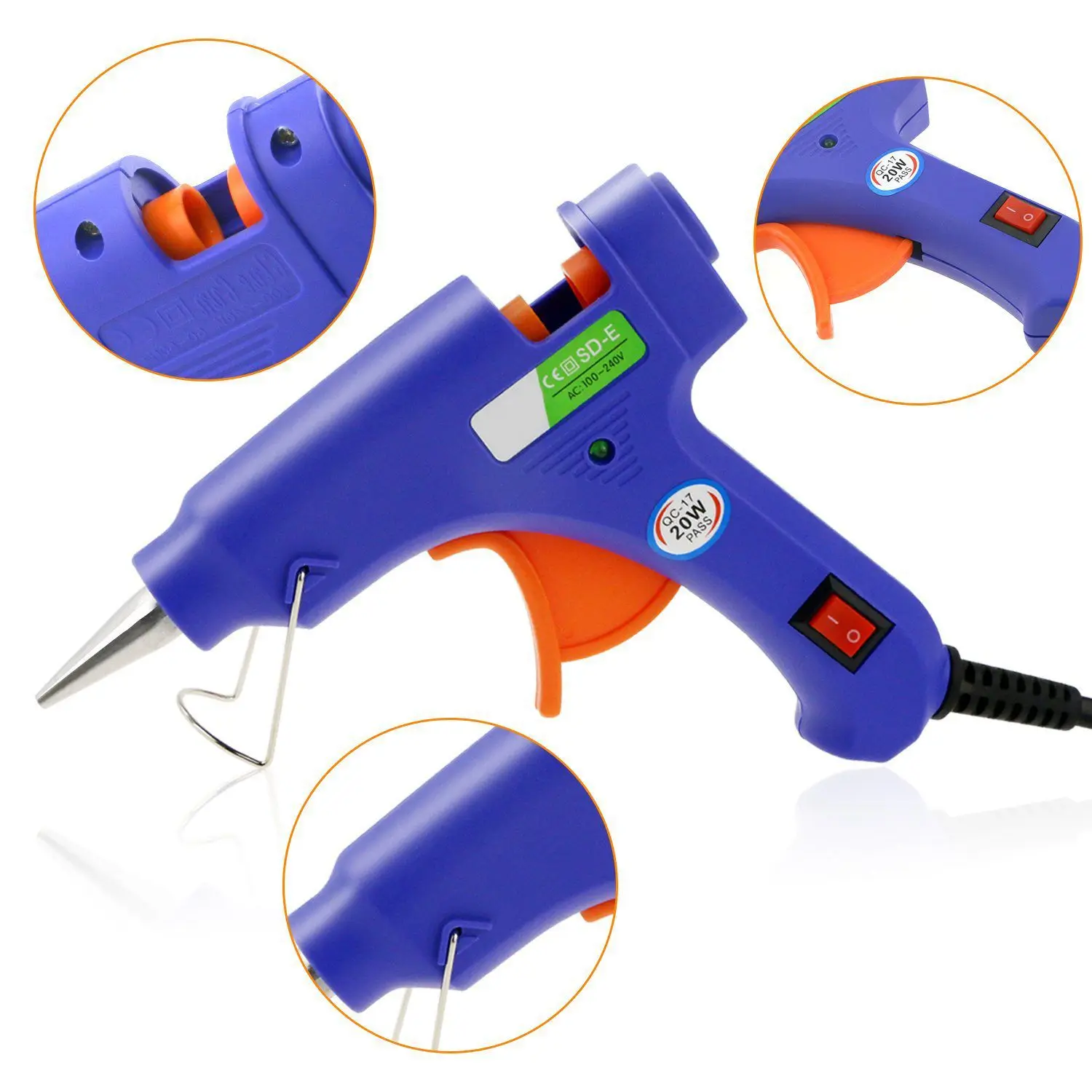 AYHF Hot Melt Glue Gun with 50 Pcs 190mm Glue Sticks, Melting Glue Gun