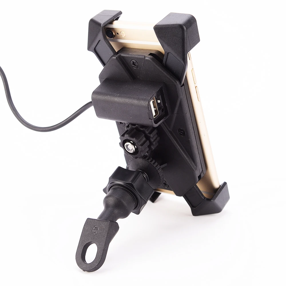 

Motorbike Handlebar Universal 3.5-7inch Phone Holder USB Outlet Socket Set