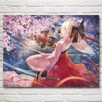 

1 Piece Samurai Katana Girl Japanese Anime Art Posters and Prints Painting For Living Room Decoration Pictures Wholesale