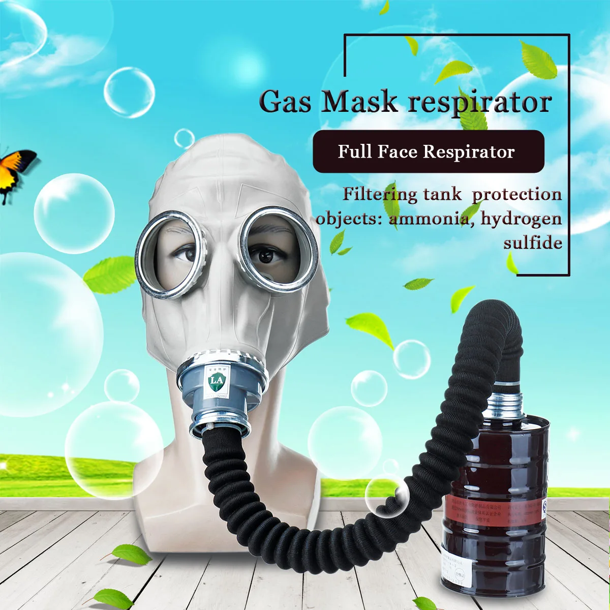 

Full Face Silicone Respirator Gas Mask Cover Paint Chemical Pesticide Mask Protective Mask With Filter Tube Filtering Tank