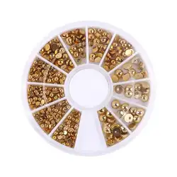 1 коробка 3D пластик смешанные Золотые бусы воды дрель круглый жемчуг для дизайн ногтей Маникюр Красота украшения интимные аксессуары