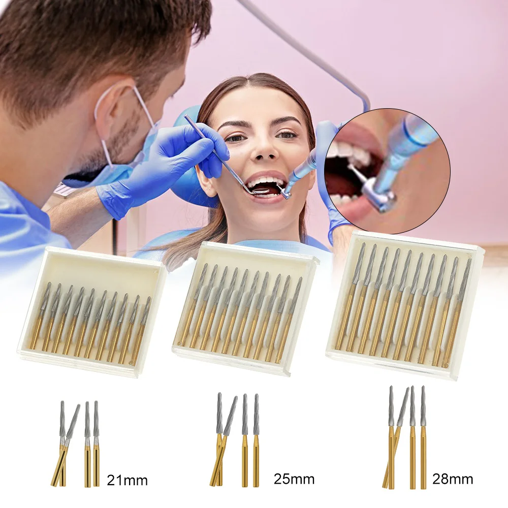 10 шт. стоматологические Endo-Z боры лабораторные сверла твердосплавные Вольфрамовая сталь отделка высокая скорость FG 21 мм/25 мм/28 мм опционально
