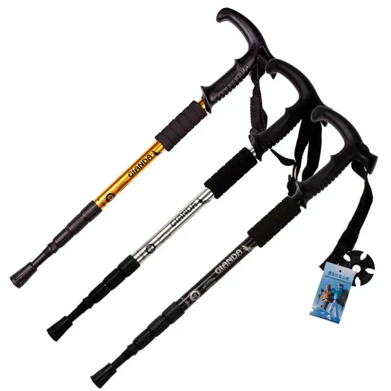 

50-110cm Nordic Walking Stick Folding Trekking Poles Hiking Stick 4 Section Anti Shock Adjustable Telescopic Canes Stick Z60