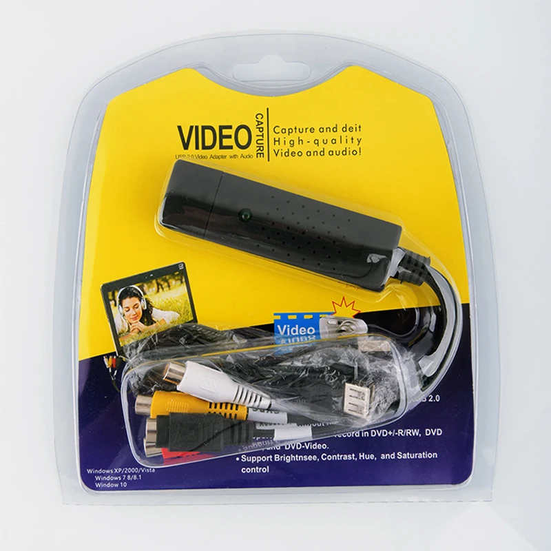 Адаптер видеозахвата Easycap с USB 2 0 4 канальная видеокарта TV DVD VHS 4CH DVR поддержкой Win10 и