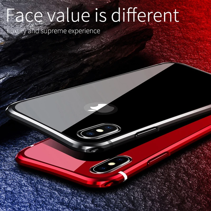 

Aluminum Metal frame Phone Case For iPhone XS MAX XR X Cases Ultra Thin smooth PC Cover For iPhone XS MAX 7 8 6s Plus X