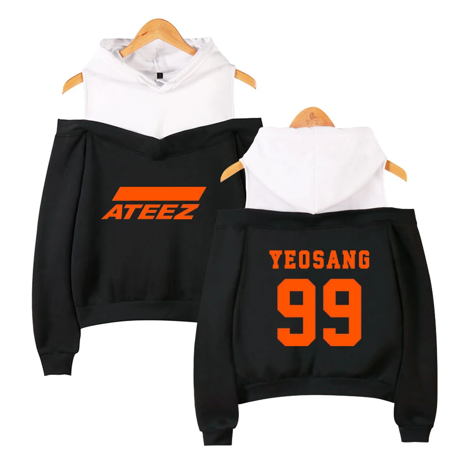 

LUCKYFRIDAYF ATEEZ Printed Off-Shoulder Women Sexy Exclusive Hoodies Sweatshirts New Team Women Casual Plus Size Autumn Hoodies