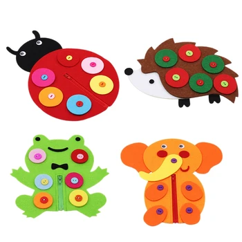 

4Pcs Felt cloth Zipper Button Toy Kindergarten Living Area Material Package Teaching Aid Children'S Puzzle Diy Handmade Toy