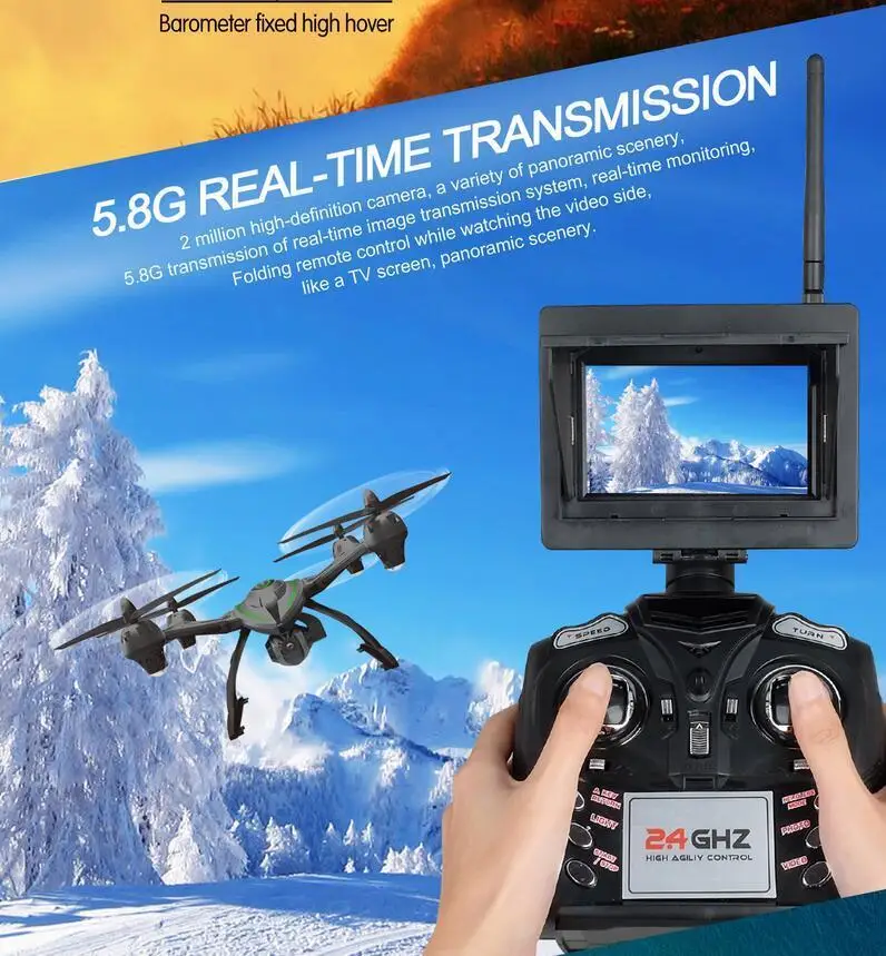 Original JXD 506G 5.8G FPV RC Quadcopter with 2.0MP HD Real-time Camera and Barometer Set High Function LCD Display