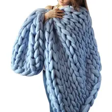 Мягкое вязаное одеяло ручной работы, вязаное одеяло, зимнее одеяло для кровати, теплое короткое одеяло, толстое объемное одеяло для дивана