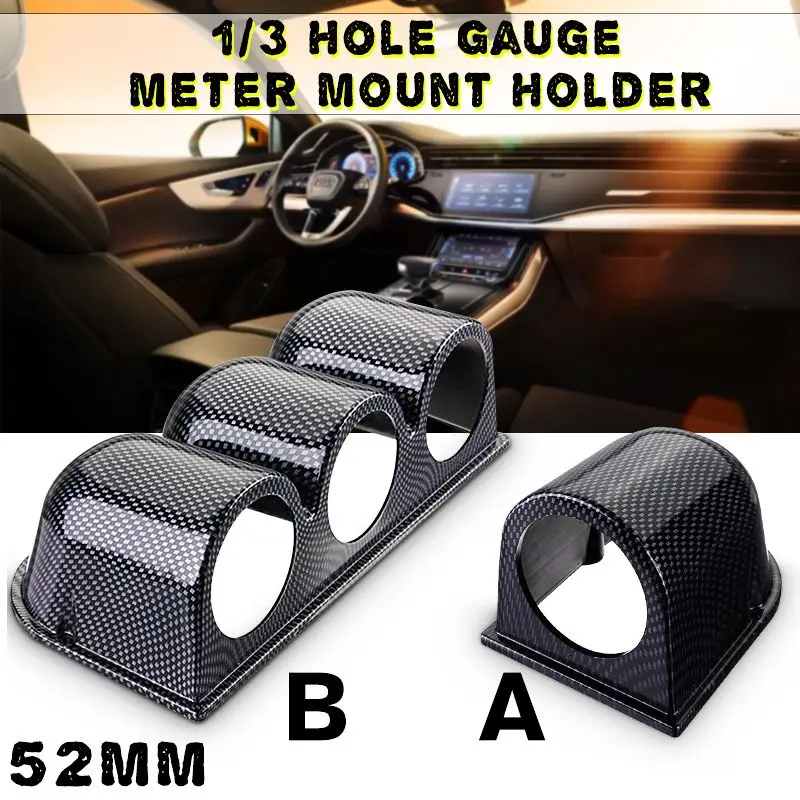 

Universal 52mm Carbon Fiber Silver Car Gauge for pod Meter Dash Mount Hold Pillar Meter Housing Single/Dual/Triple Hole