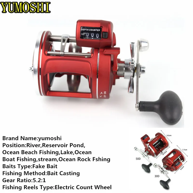 

YUMOSHI 12 Bearings Fishing Reel with Electric Depth Counting Multiplier Left Right Hand Cast Drum Wheel