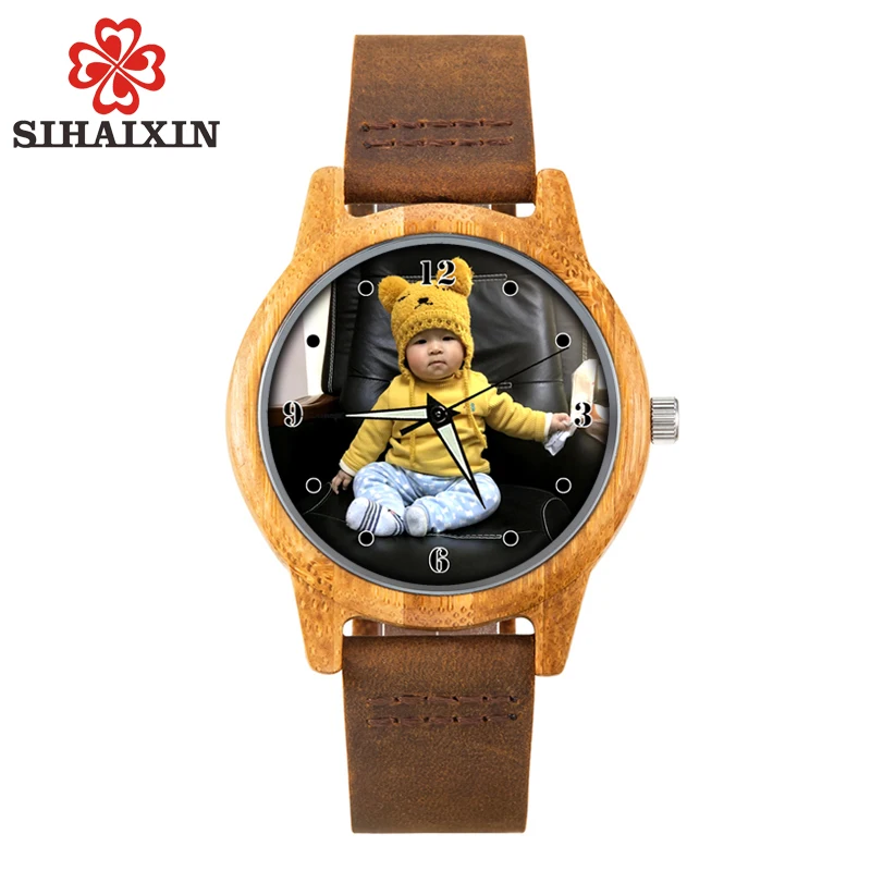 

SIHAIXIN Engraved Wooden Watch Men Personalized Bamboo Wood Quartz Wristwatch Leather Gift For Man Drop Shipping Birthday Gift