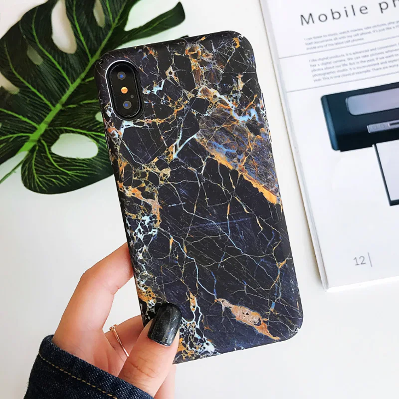 JONSNOW Marble Pattern Phone Case for iPhone 6 6S 7 8 Plus X XS Fashion Flower All-inclusive PC Hard Back Cover Capa Fundas |