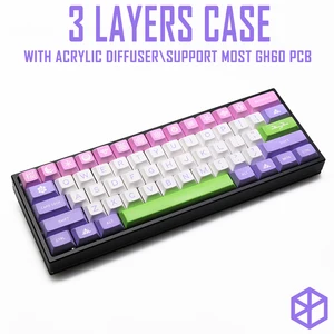 Anodized Aluminium 3 Layers Acclive Angle Case for Custom Mechanical Keyboard Black Siver Grey Colorway for Gh60 Xd60 Xd64