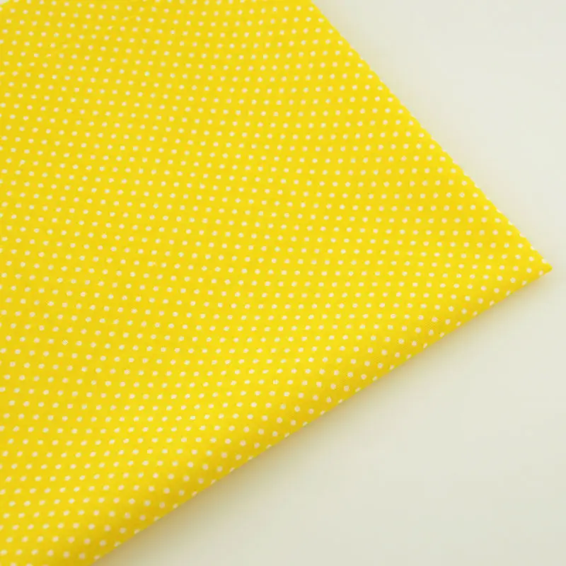 Booksew Yellow Cotton Plain Fabric Lovely White Dots for Curtain Pillow Tilda Doll Patchwork Telas Tecido Tissue Art Work