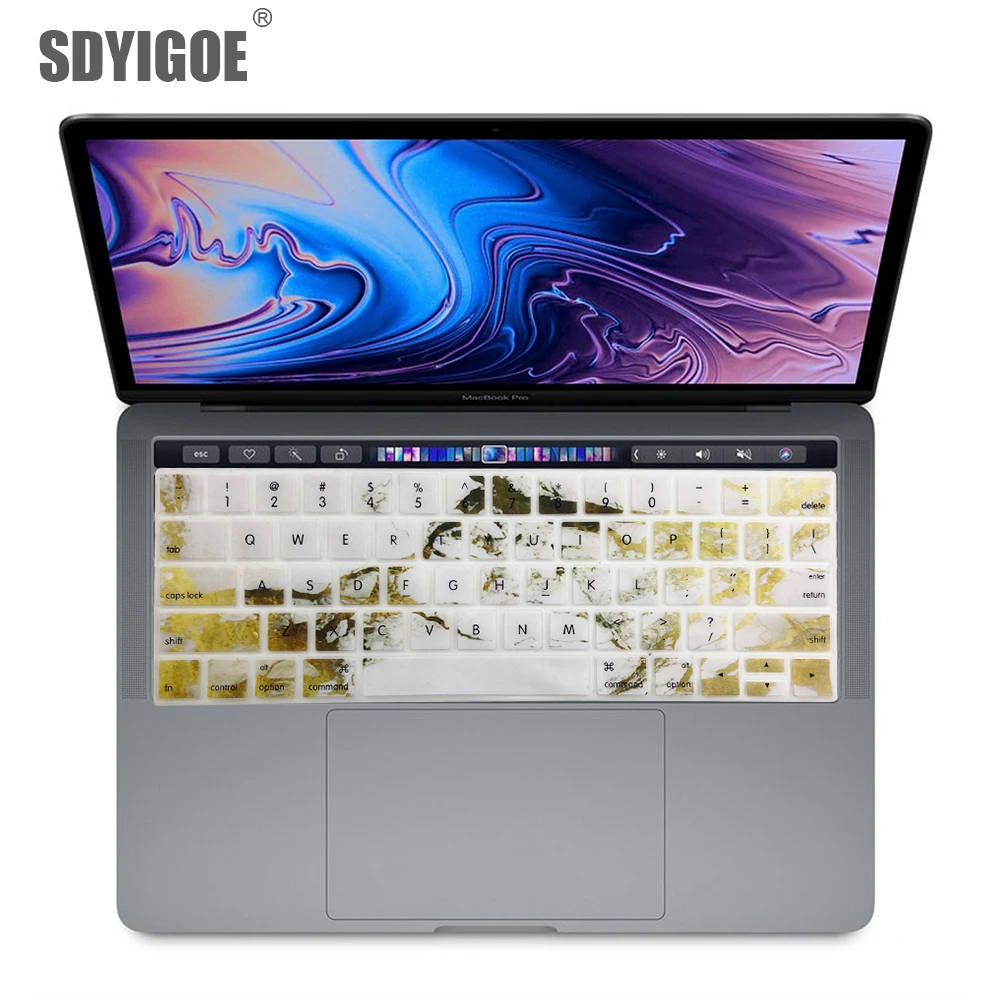 Наклейка на клавиатуру с мраморным узором для Mac Book pro13 15 Touch Bar A1706 A1707A1989 1990, чехлы на клавиатуру для ноутбука, цветная пленка на клавиатуру