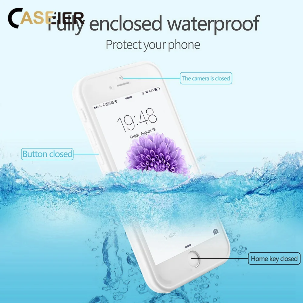 

CASEIER Full Protective Waterproof Case For iPhone 6 6S 7 8 Plus XS MAX XR 5 5S SE Swim Water Park Underwater Photography Cases