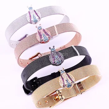 

5Pcs Micro pave cz zirconia Insect spacer charm Stainless Steel Watch Belt Men/Women's Bracelet