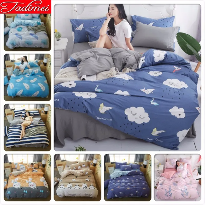 Adult Kids Child Soft 100% Wash Cotton 3/4 Pcs Bedding Set Single Twin Full Queen King Size Bed Linen Quilt Duvet Cover 150x200 | Дом и сад