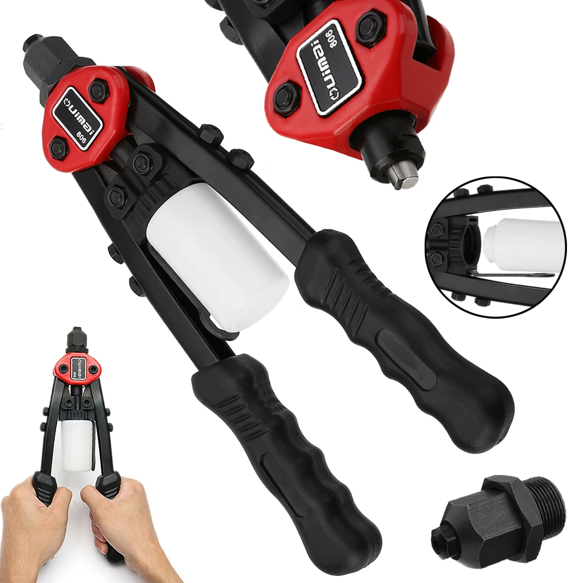 

Heavy Duty Insert Double Hand Manual Riveter Gun Pop Tool Rivets Nut Threaded 1/10 inch - 3/16" Hand Rivet Nut Gun Tool
