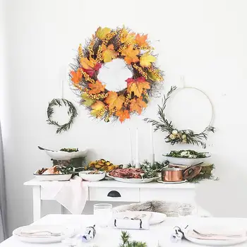 

Christmas Wreath Rattan Maple Leaf Wreath Home Shopping Mall Window Decoration Pendant Door Hanging