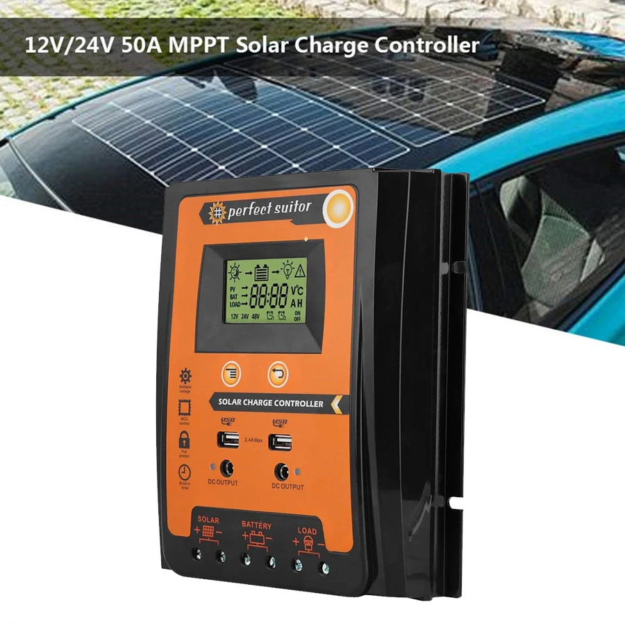 

Solar Charge Controller 70A Solar Panel Battery Regulator Dual USB LCD Display