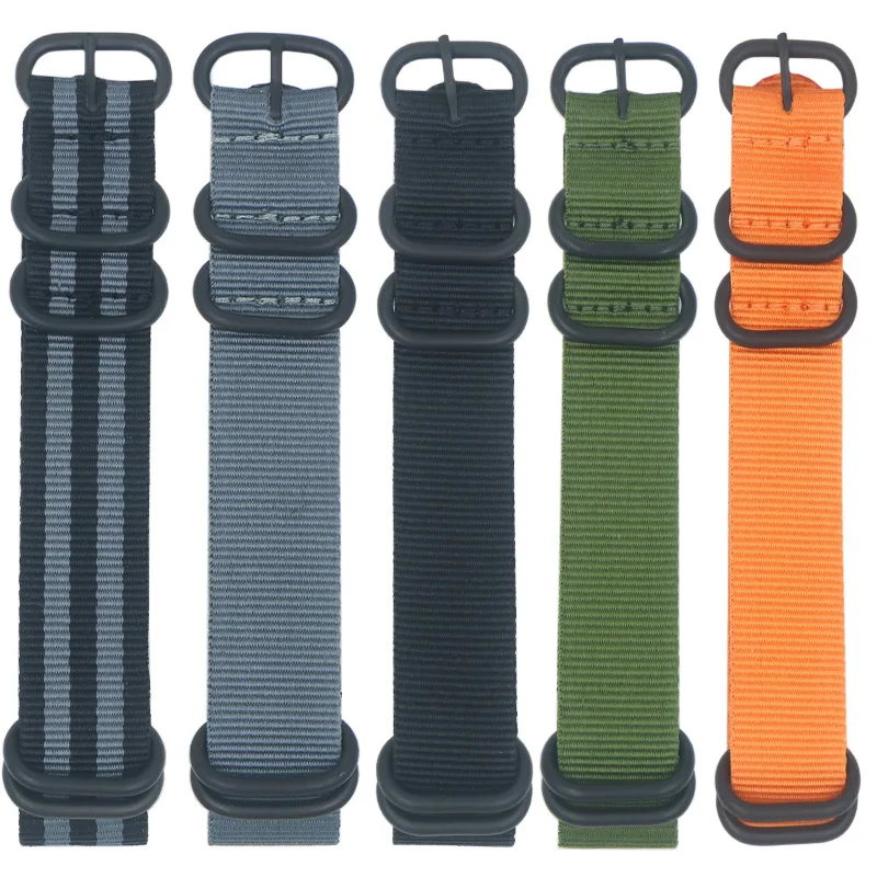 20mm 22mm 24mm Black Buckle Watch Band Strap Nylon Watchbands Replacement Wristbands Belt Accessories for Suunto