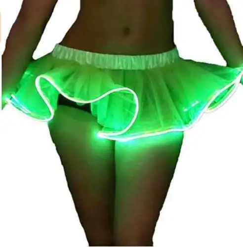Сексуальные девушки с подсветкой светодиодный пачка El провода детям сцена танцевальная рейв мини-юбка-пачка однотонного тюля бальное платье