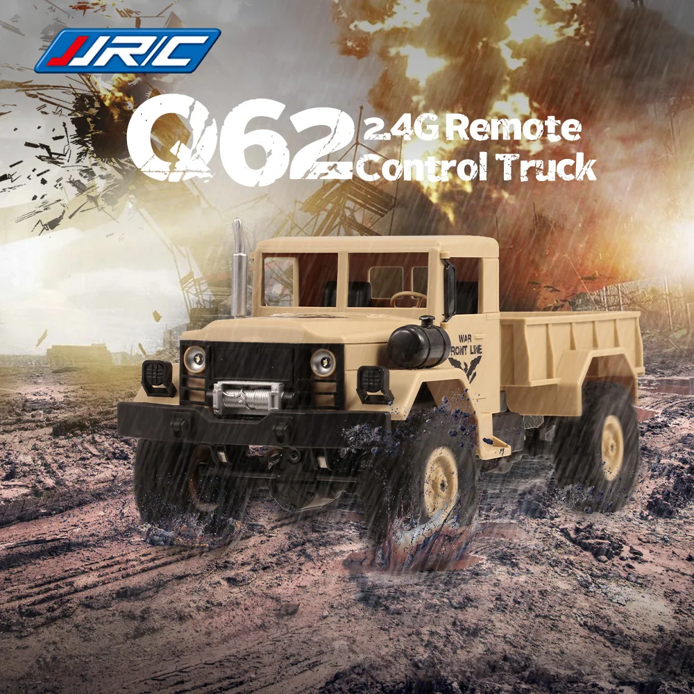 

JJR/C Q62 Q63 1:16 RC Car Off-Road Military 2.4G 4WD w/ Head Lights 500g Load RC Pickup Cars RC Toys for Children