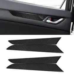 4 шт. Настоящее карбоновое волокно внутри Крытая дверь декоративная полоса Крышка Накладка для Mazda CX-5 2017-2018