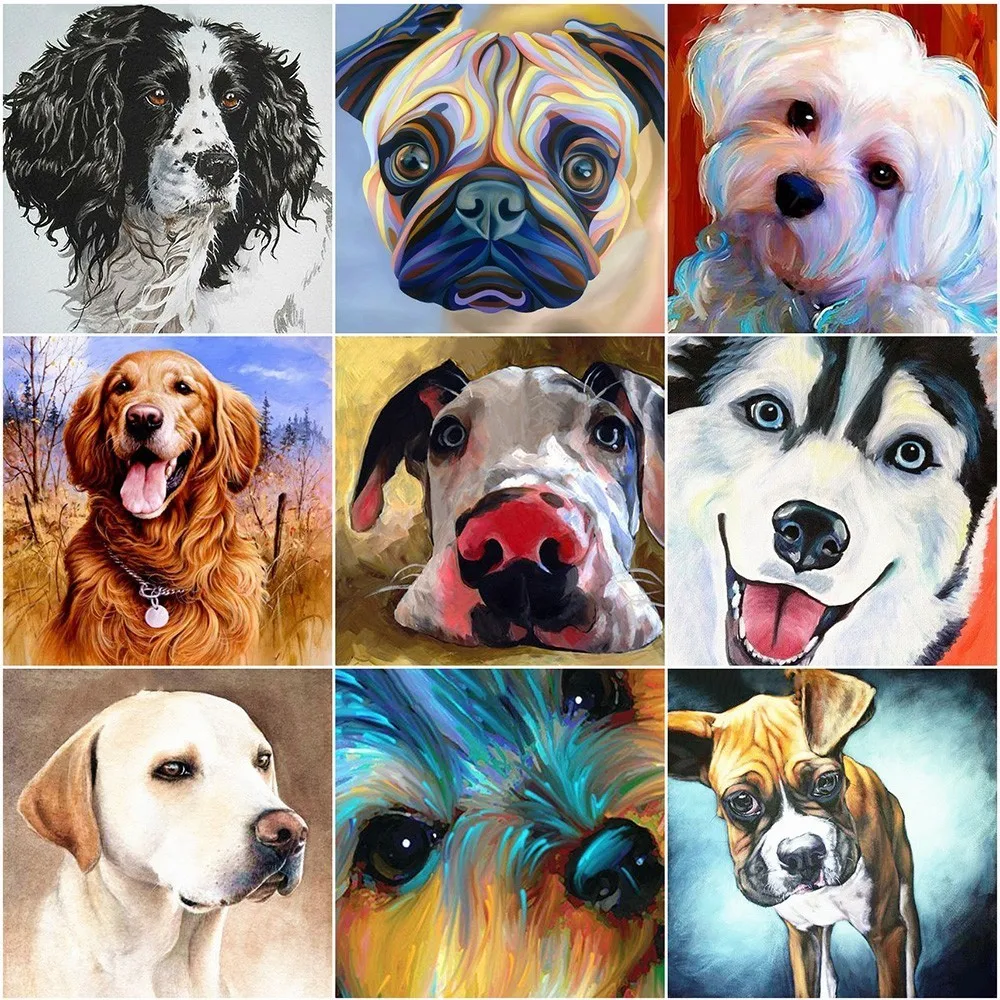 

HUACAN Diamond Painting Animal Dog Full Square Diamond Mosaic 5D DIY Embroidery Rhinestone Decor Home Resin Drill Crystal