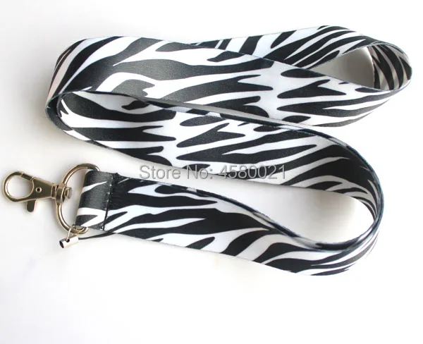 

Free Shipping 10pcs black white zebra Key chain Badge Lanyard for Keys ID Holders Phone Neck Straps long Lanyards #013