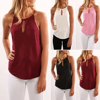 

Newest Women's Summer Vest Tops Sleeveless O-Neck Casual Shirt Blouse with 4 Colors