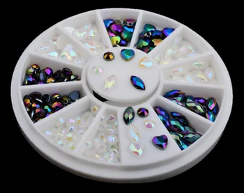 

500pcs Nail Art Decorations Chameleon AB Crystal Heart Round Diamonds 3d Manicure Pedicure Nails Accessory DHL