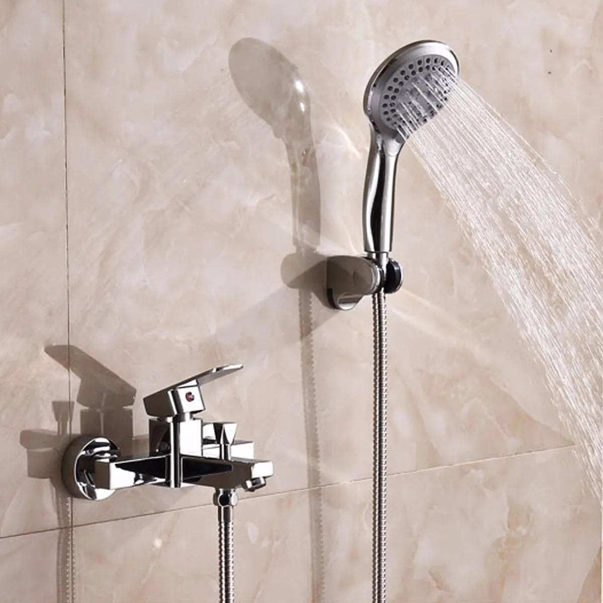 

1 Set Bath Shower Rainfall Faucet Hand Shower Head Hose Set Mixer Tap 5 Function Shower Head Wall Mounted Bathroom Chrome Faucet
