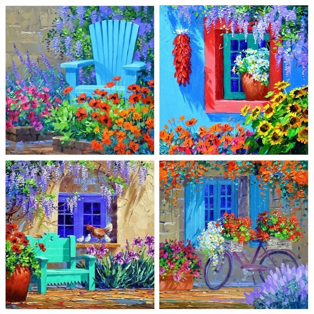 

Huacan Diamond Embroidery Sale Door Pictures Of Rhinestone Diamond Painting Full Square Landscape Rhinestones Mosaic Home Decor