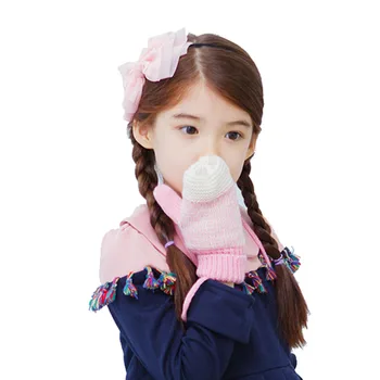 

Kocotree Children Finger Warm Ski Glove Boy Girl Plaid Knitted Plus Velvet Thickening Mitten For Kids 2-12 Years Old