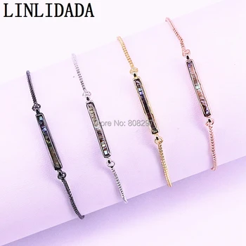 

10Pcs New Charm Jewelry Abalone Shell Charm Rectangle Bar Connector Bracelets LL-B034