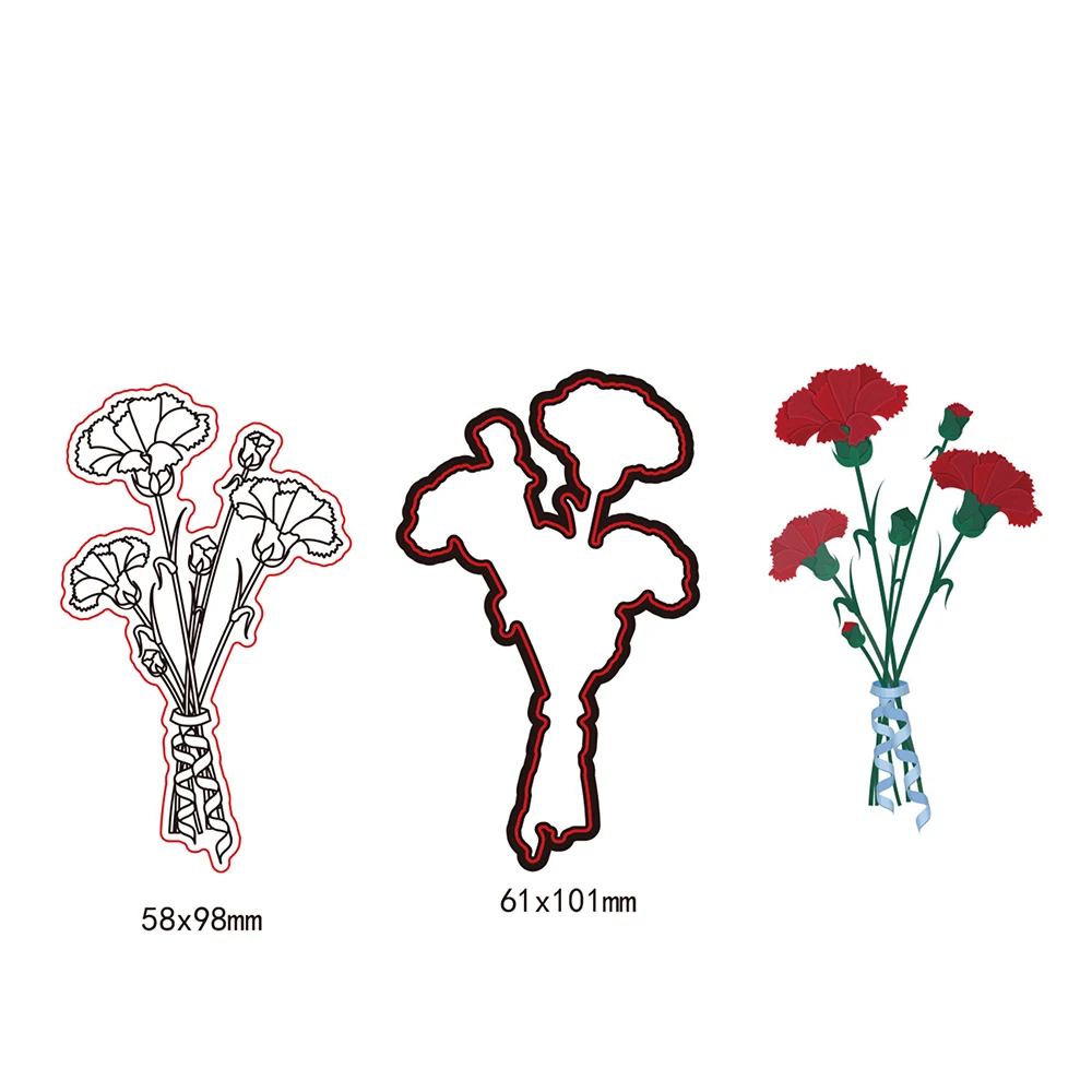 

Carnation Flower Metal Cutting Dies + Stamps Craft Die Punch 3D Photo Frame Stancil Steel Stamping DIY Scrapbooking Card Making