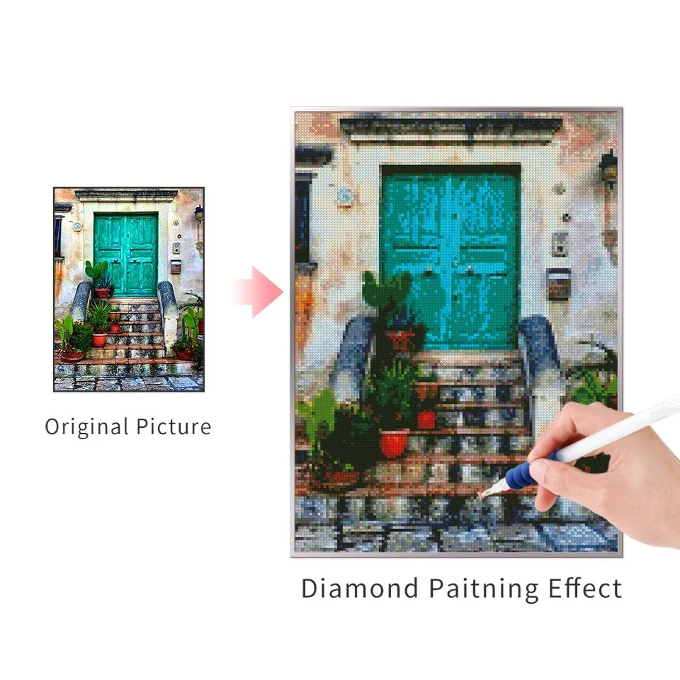 AZQSD Алмазная вышивка «дома» Алмазная картина дверь полная квадратная дрель Алмазная мозаика пейзаж подарок 5D DIY украшение дома