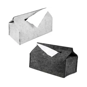 

Tissue Box Wool Felt Trays Napkin Holder Household Anti-static Trays Black Gray Solid Color Car Paper Towel Box