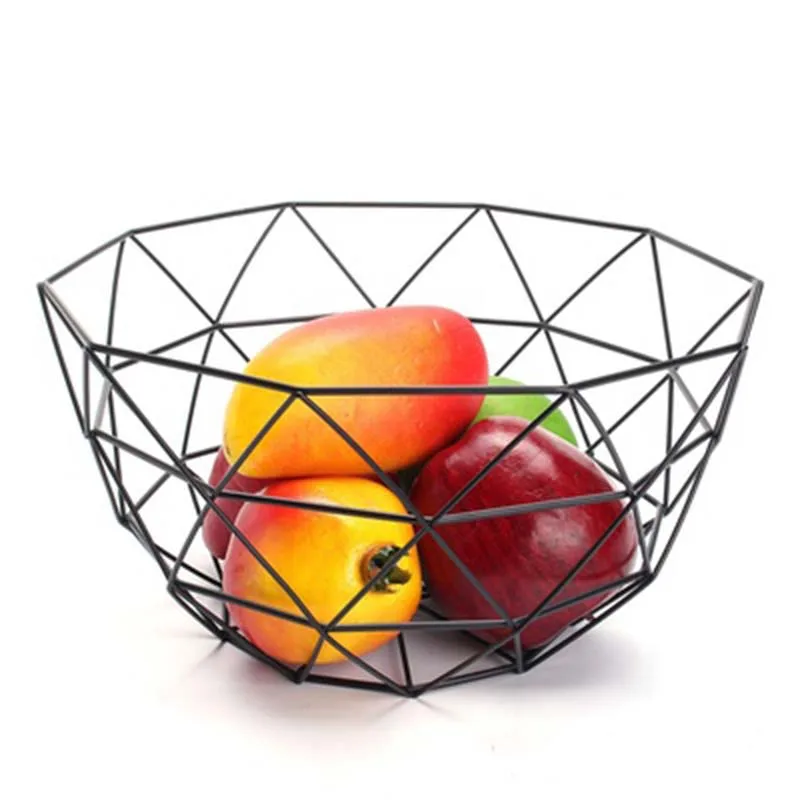 

JEYL Nordic Style Fruit Basket Wire Decorated Metal Storage Basket Black Display Bowl Fruit Rack Vegetable Table Dining Decora