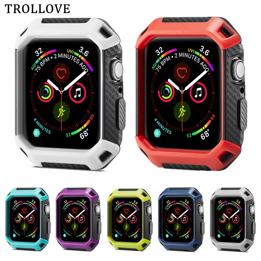 

Protective Soft Silicone+PC Hard Case for Apple Watch Band 44mm 40mm Armor Cover Series 4 For iwatch TPU Cover Anti-shock Case